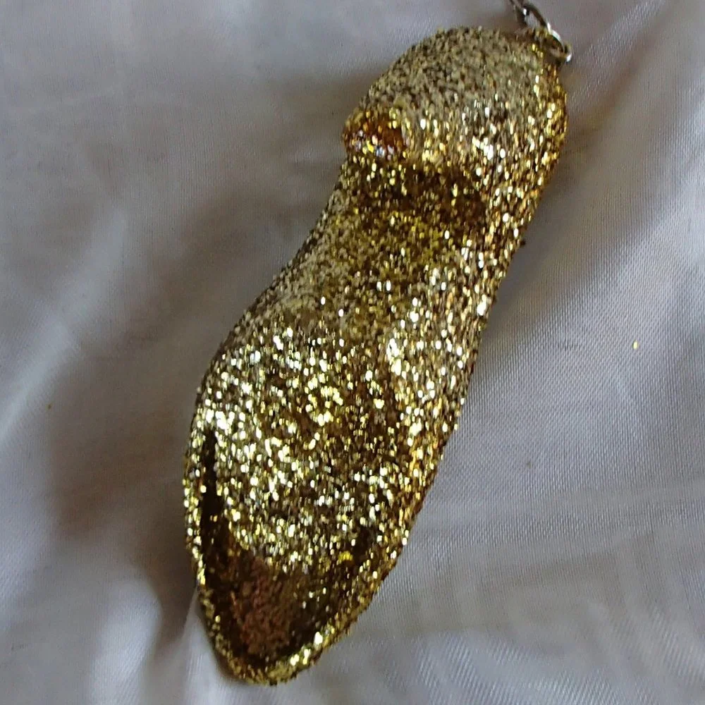 Golden Slipper Shoe Keychain Acrylic Glitter Altered Audi Lee Handcrafted - Picture 8 of 16